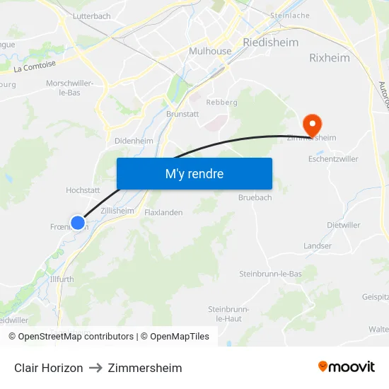 Clair Horizon to Zimmersheim map