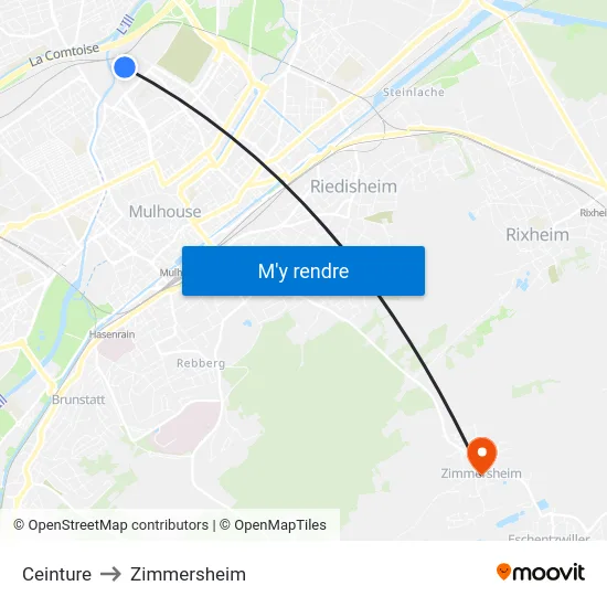 Ceinture to Zimmersheim map