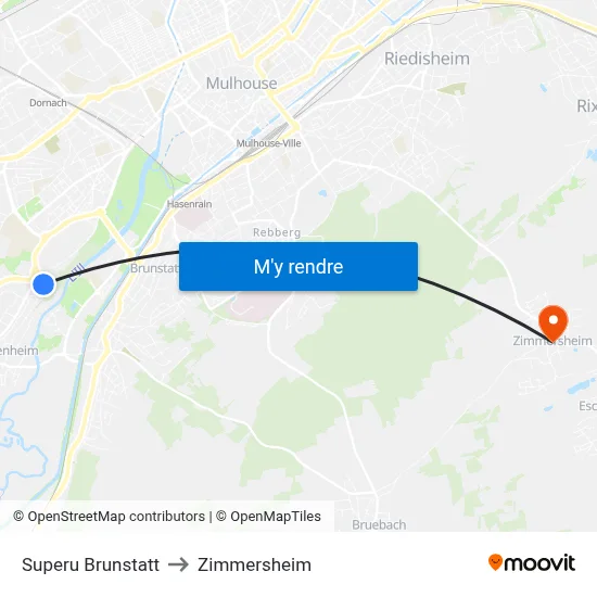 Superu Brunstatt to Zimmersheim map