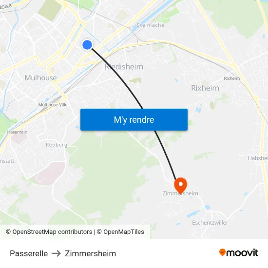 Passerelle to Zimmersheim map