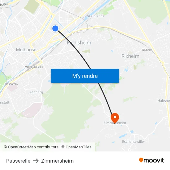 Passerelle to Zimmersheim map