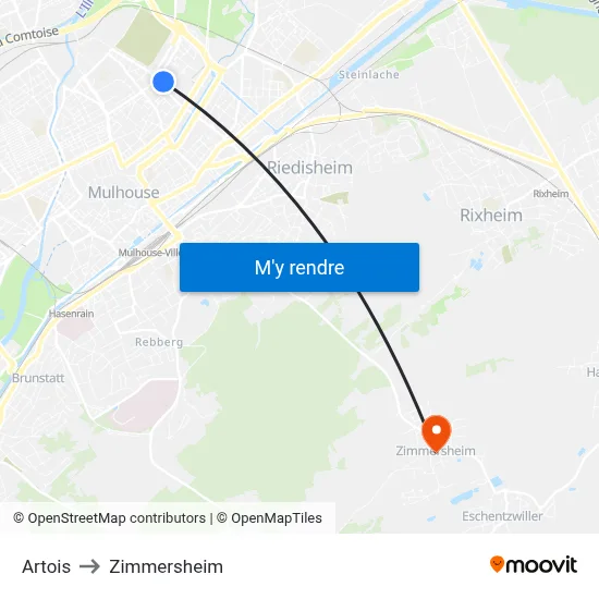 Artois to Zimmersheim map