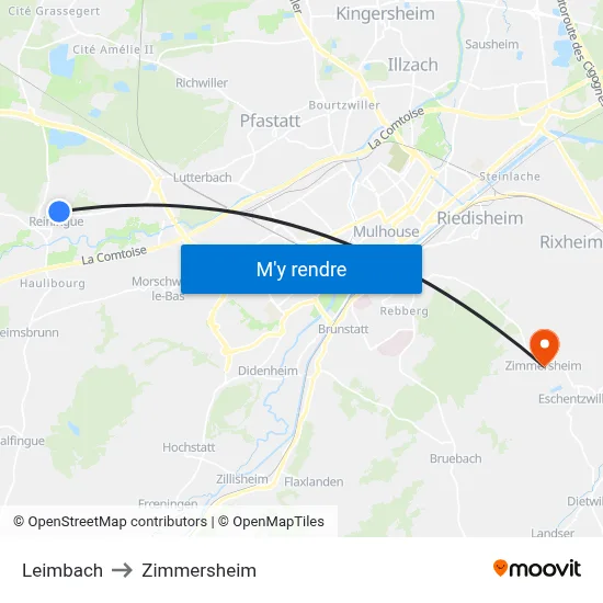 Leimbach to Zimmersheim map