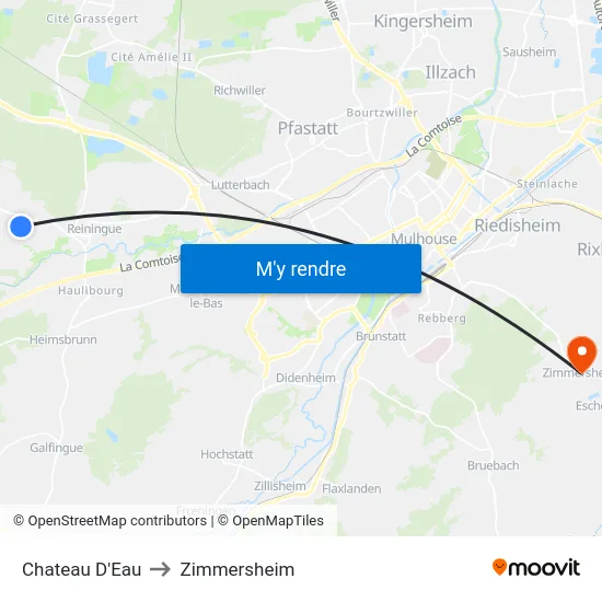 Chateau D'Eau to Zimmersheim map