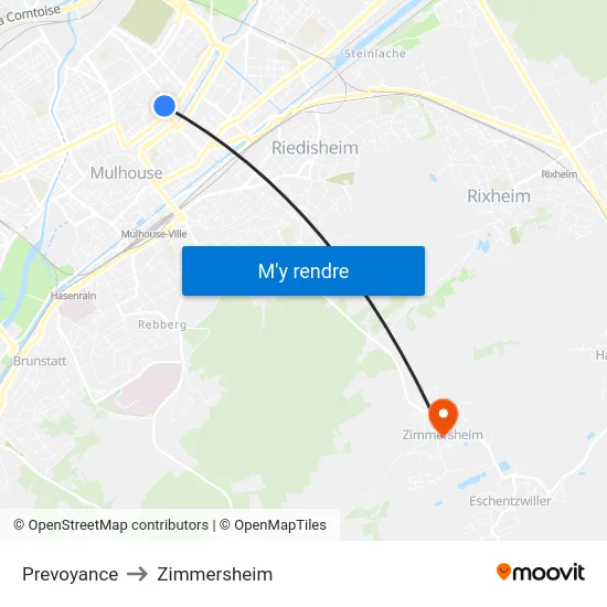 Prevoyance to Zimmersheim map