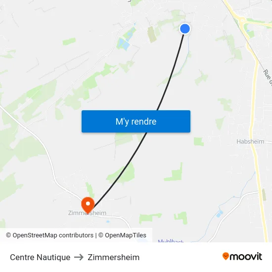 Centre Nautique to Zimmersheim map