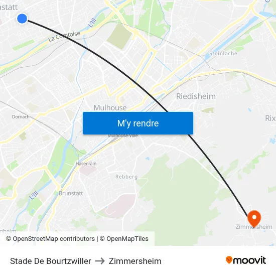 Stade De Bourtzwiller to Zimmersheim map