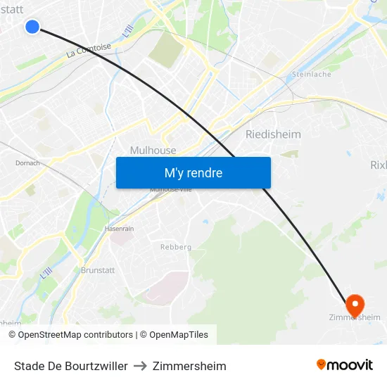 Stade De Bourtzwiller to Zimmersheim map