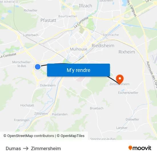 Dumas to Zimmersheim map