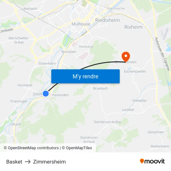 Basket to Zimmersheim map