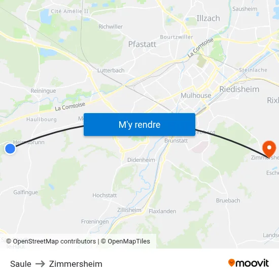 Saule to Zimmersheim map