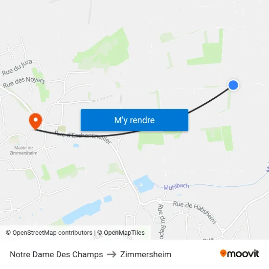 Notre Dame Des Champs to Zimmersheim map