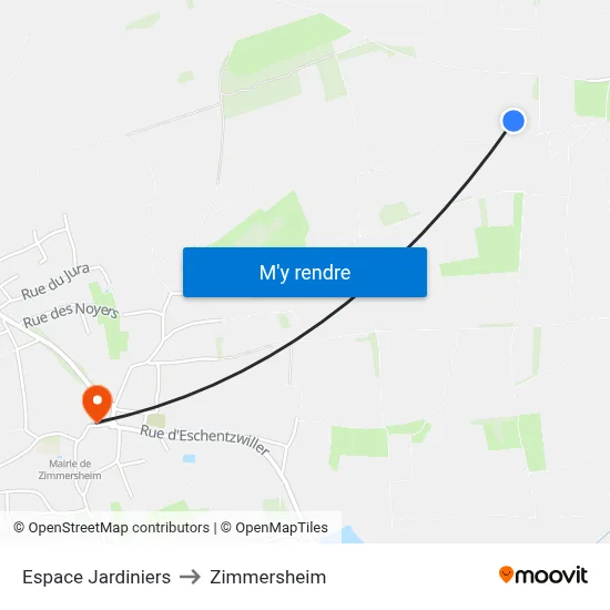 Espace Jardiniers to Zimmersheim map