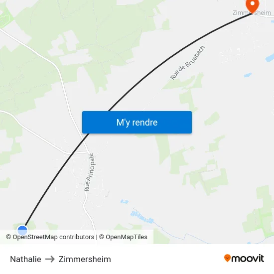 Nathalie to Zimmersheim map