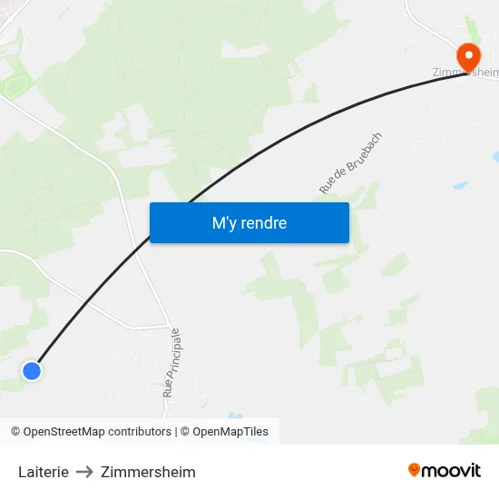 Laiterie to Zimmersheim map