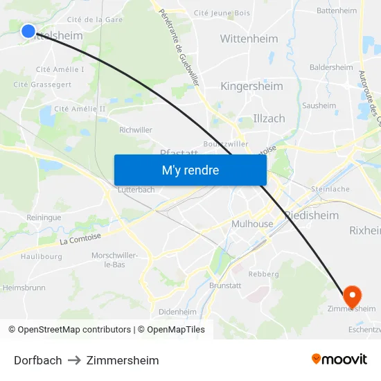 Dorfbach to Zimmersheim map