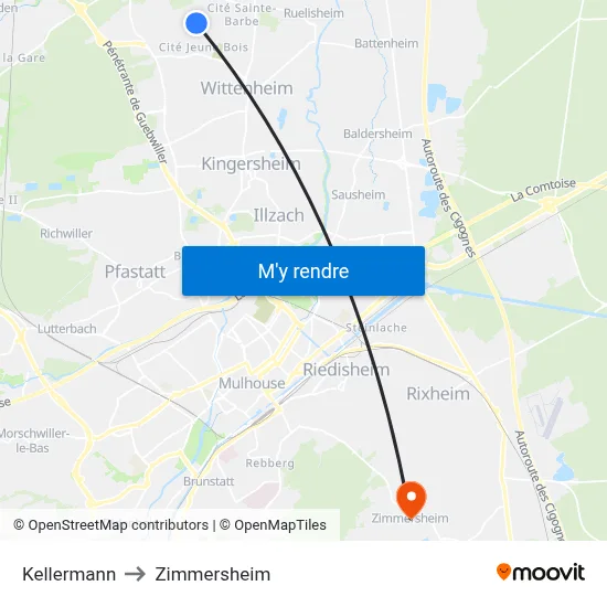 Kellermann to Zimmersheim map