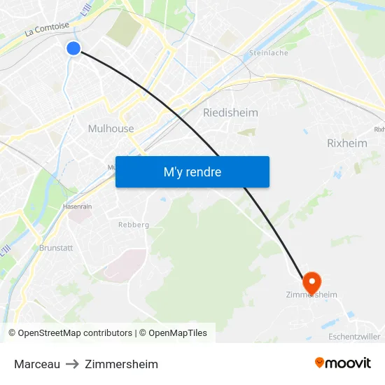Marceau to Zimmersheim map