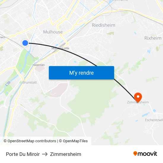 Porte Du Miroir to Zimmersheim map