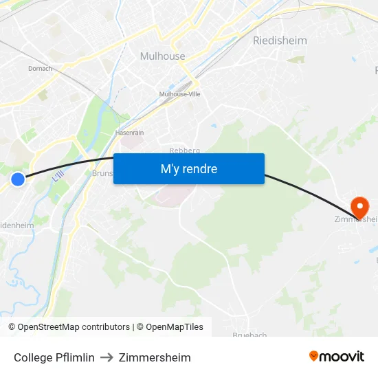 College Pflimlin to Zimmersheim map