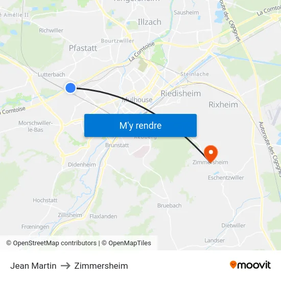 Jean Martin to Zimmersheim map