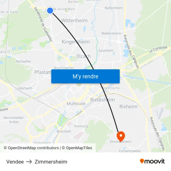 Vendee to Zimmersheim map