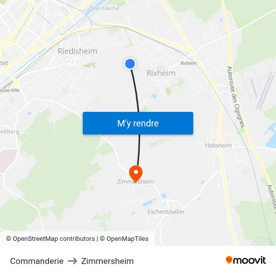 Commanderie to Zimmersheim map