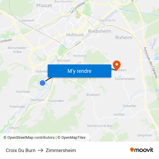 Croix Du Burn to Zimmersheim map