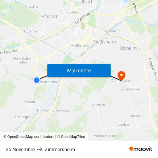 25 Novembre to Zimmersheim map