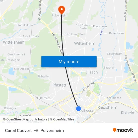 Canal Couvert to Pulversheim map