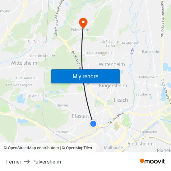 Ferrier to Pulversheim map
