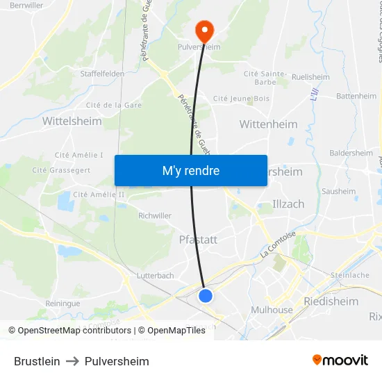 Brustlein to Pulversheim map
