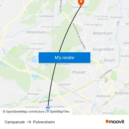 Campanule to Pulversheim map