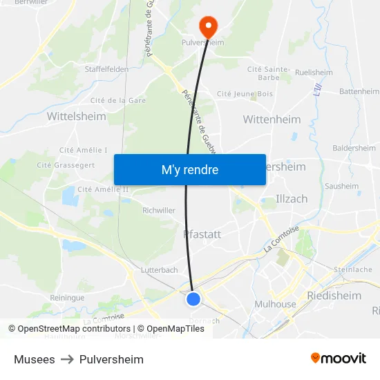 Musees to Pulversheim map