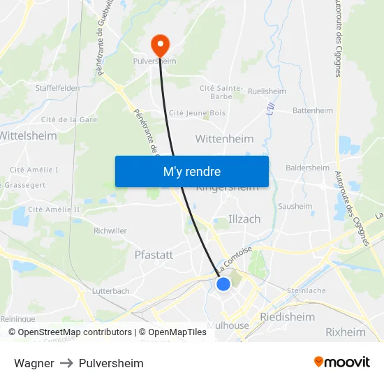 Wagner to Pulversheim map