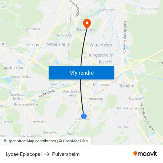 Lycee  Episcopal to Pulversheim map