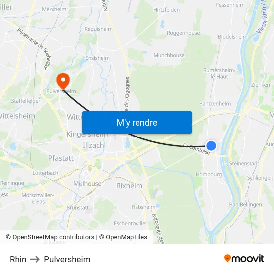 Rhin to Pulversheim map