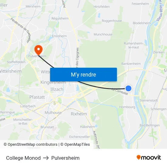 College Monod to Pulversheim map