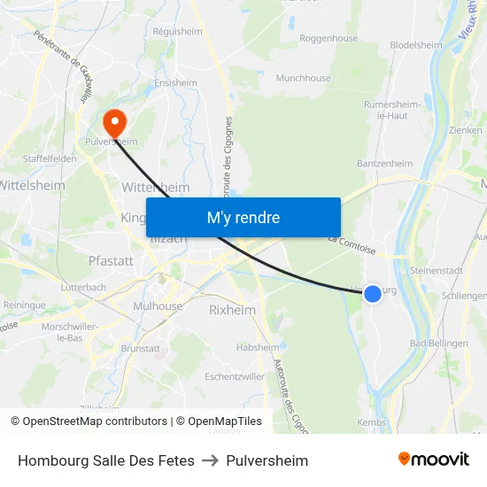 Hombourg Salle Des Fetes to Pulversheim map