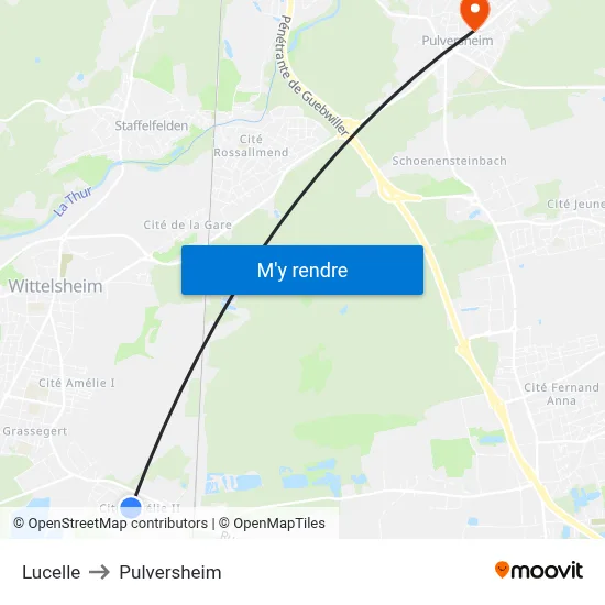 Lucelle to Pulversheim map