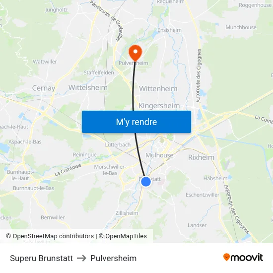 Superu Brunstatt to Pulversheim map