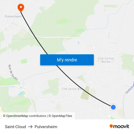 Saint-Cloud to Pulversheim map