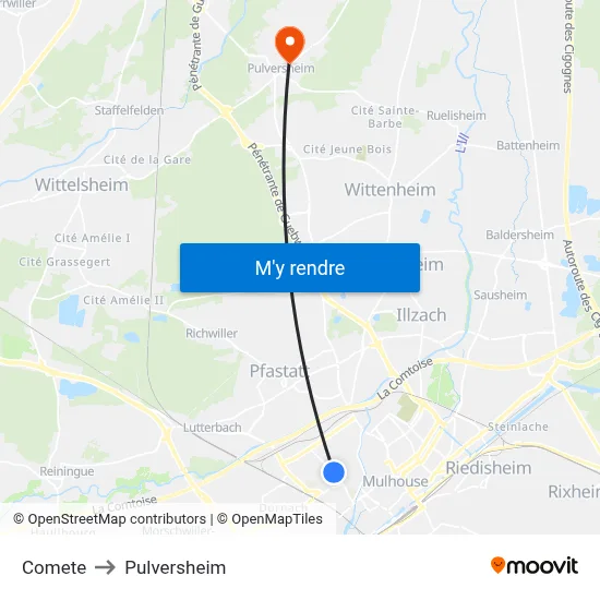 Comete to Pulversheim map