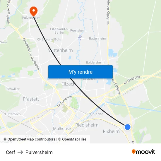 Cerf to Pulversheim map