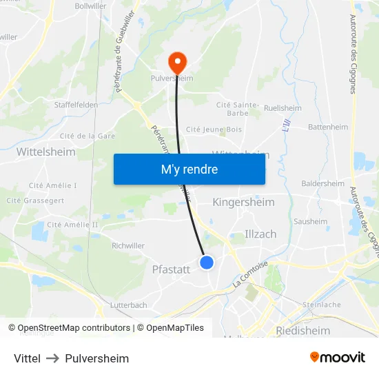 Vittel to Pulversheim map