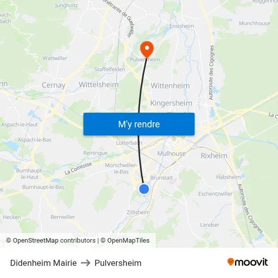Didenheim Mairie to Pulversheim map
