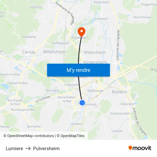 Lumiere to Pulversheim map
