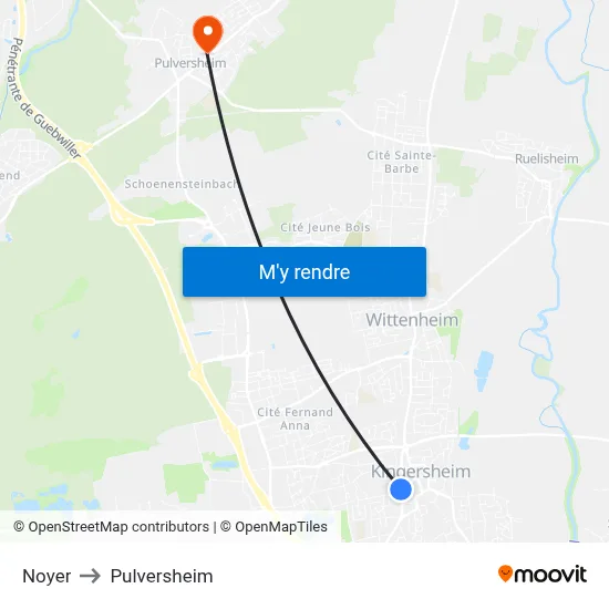 Noyer to Pulversheim map