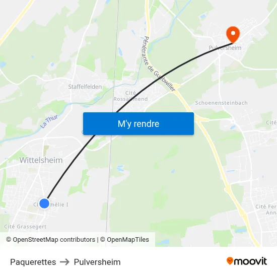 Paquerettes to Pulversheim map