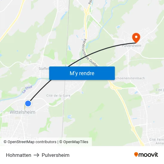Hohmatten to Pulversheim map